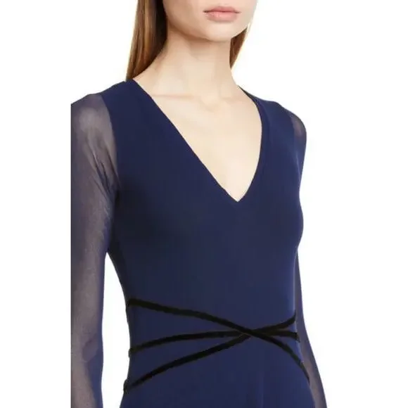 Fuzzi Velvet Long Sleeve Asymmetrical Maxi Dress - Picture 6 of 16